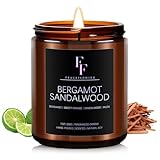 Bergamot Sandalwood Candle, Scented Candle for Home Soy Wax Candle, Aromatherapy Candle Gift for Women Men, 7oz