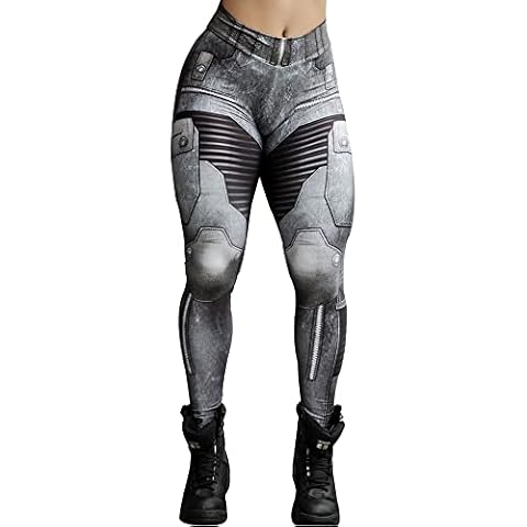 DRZHEAM Women's Yoga Printed Leggings Stretchy Workout Tights Running Gym Pants Base Layer, A02, S Cover