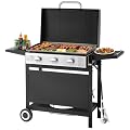 VEVOR Gas Griddle, 3-Burner Flat Top Grill, Propane Griddle with Wheels, Lid, 33000 BTU Outdoor Flat Top Grills for Pan-Frying, Grilling, Stir-Frying, & BBQ, Pulse Ignition, Removable Top Design