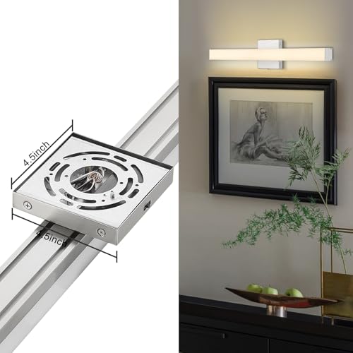 Image of Dimmable LED Bathroom Vanity Lights, Bathroom Light Fixtures Over Mirror 24 in Vanity Light Bar Modern LED Wall Sconces, 5CCT Selectable 24W Wall Lamp Sconce Brushed Nickel