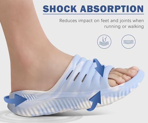Image of KuaiLu Womens Recovery Sandals With Comfortable Plantar Fasciitis Support,Ladies Orthotic Open Toe Sport Slides Thick Cushion Reduces Stress on Feet,Joints & Back Post-Exercise