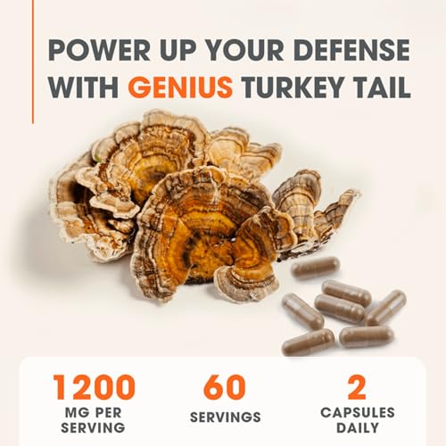 image for The Genius Brand Genius Turkey Tail Mushroom Supplement – Immune & G