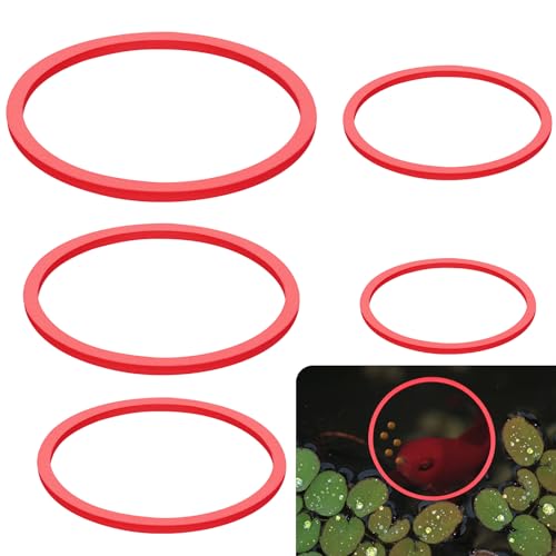 PEUTIER 5pcs Aquarium Floating Plant Rings, Round Fish Feeding Rings Foam Fish Tank Plant Corral for Bettas, Goldfish Aquarium Accessories Duckweed Isolation Circle Keep Plants in Place (Red)
