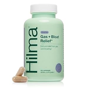 Hilma Natural Gas and Bloating Relief with Lemon Balm, Fennel & Peppermint Leaf, Doctor Formulated with Organic Ingredients, 100 Vegan Capsules