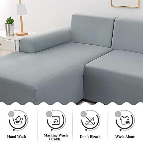 Jaotto Housse de Canapé d'angle Extensible 2 Pieces, Housse de Canapé Élastique en Forme de L, Revêtement de Canapé Universel Lavable, Couverture pour Canapé(2 Places+2 Places,Gris Fumé) - Image 7