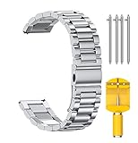NotoCity Stainless Steel Metal Watch Band for Huawei Watch,18mm Watch Band for whithings Activite/Steel/Pop Watch,Quick Release Replacement Watch Strap for Mens Womens-18mm Silver