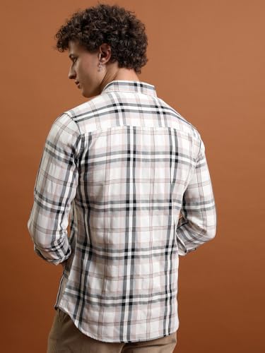 Image of Highlander Men's Slim Fit Checks Shirt for Men | Full Sleeves | Spread Collar | Casual Shirts for Men