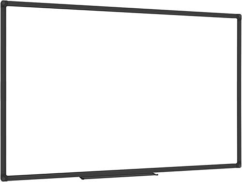 XBoard Pizarra blanca magnética de 48 x 31 pulgadas, pizarra de borrado en seco con marco de aluminio negro, pizarra blanca con bandeja de