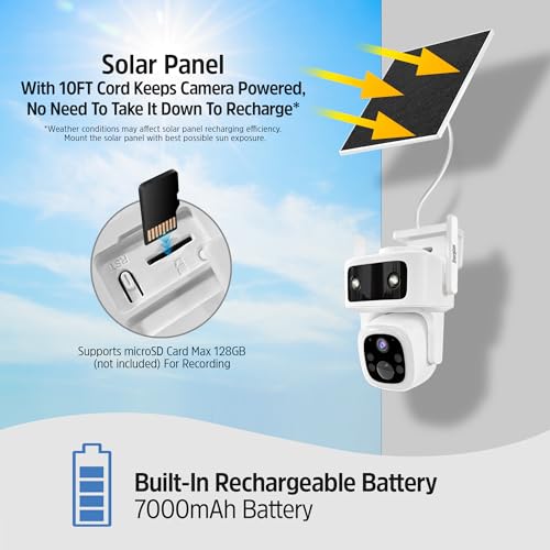 Energizer Smart 4G LTE Cellular Security Camera with Solar Panel, 2K Outdoor Wireless Pan Tilt Camera, No WiFi Required, Rechargeable Battery, Color Night Vision, Motion Detection, White - image 6