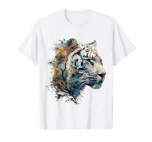 Tigre Arte Animal Árbol Animal Tigre Camiseta