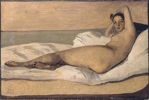 Affiche toile Mariette l'Odalisque Romaine de Corot portrait décoration murale salon 60x90cm