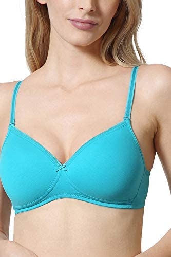 Image of Van Heusen Women Bra - Cotton Easy Set Lycra - Anti Bacterial, Wireless, Breathable Pads, Full Coverage 11002 Peacock Blue 34B