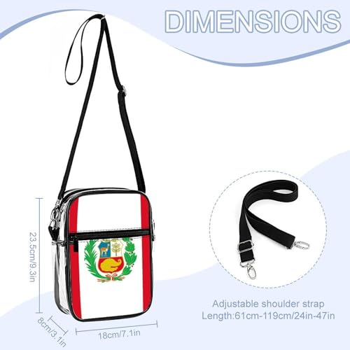 Peruvian Flag Clear Crossbody Bag Stadium Bag Adjustable Side Shoulder Bags Messenger Bag with 2 Compartments2