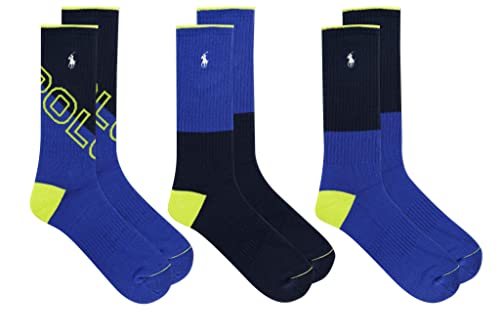 POLO RALPH LAUREN Men's 3-Pack Tonal Brights Crew Socks, Assorted, 10-13