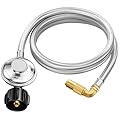 6 Feet Propane Regulator and Hose for Blackstone 17 & 22 Inch Tabletop Griddle, Connect to 5-20 LB Propane Tank, Stainless Steel
