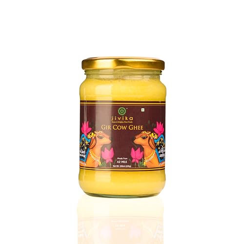 Image of Jivika A2 Gir Cow Ghee 250ml | Vedic Bilona Method Cultured Desi Cow Ghee | Grass Fed | Traditional Pure Ghee | Curd-Churned, Grass-Fed | Lab Tested