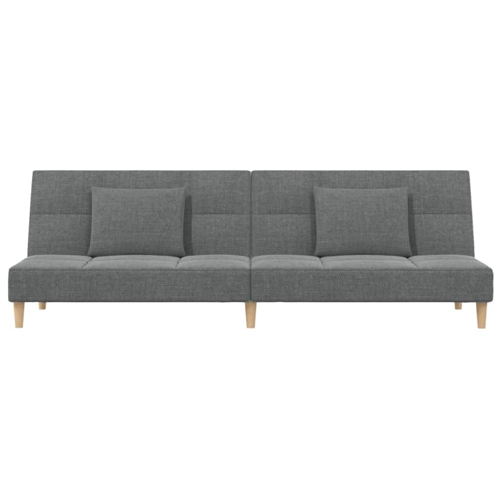 Canapé-lit 2 places avec 2 coussins en tissu gris foncé, lit d'appoint polyvalent pour salon, salon et chambre d'amis, avec espace de rangement, accoudoir, dossier, appui-tête, idéal pour les