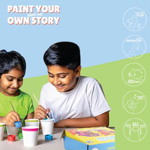 Image of Kalakaram DIY Paper Cup Craft Kit, Paper Cup Painting & Coloring Activity Kit | Art and Craft Kit | Creative Activity Kit | Birthday Gift Kit for Teens, Girls, & Kids Age 6, 7, 8, 9, 10, 11, 12, 13+
