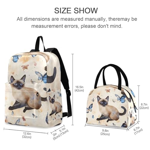Mochilas para niños escolares impermeables con lonchera térmica de gatos para niñas 2