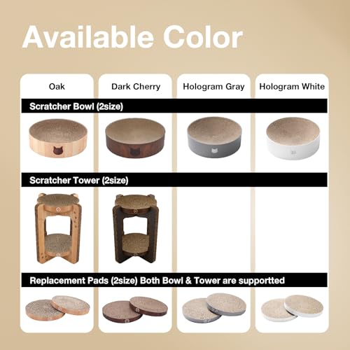 Image of Necoichi Cat Scratcher Bowl for Indoor Cats - Cat Scratching Lounger with Reversible Usability and Extra Comfort for Lounge, Cardboard Bed Couch / (XL, Oak)