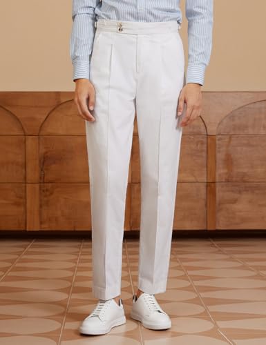 Men's Tapered Leg Gurkha Pants Flat Front Retro Chino Pant Straight Western Pants2