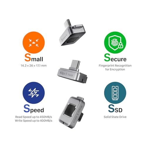 Image of ADAM elements SSD Flash Drive-iKlips S USB-C Nano Touch Fingerprint SSD 256GB for iPhone 15 /16 /17 Series