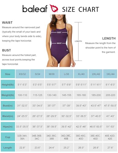 Baleaf Women'S Athletic Training Adjustable Strap One Piece Swimsuit Swimwear Bathing Suit Purple 34 thumb #5