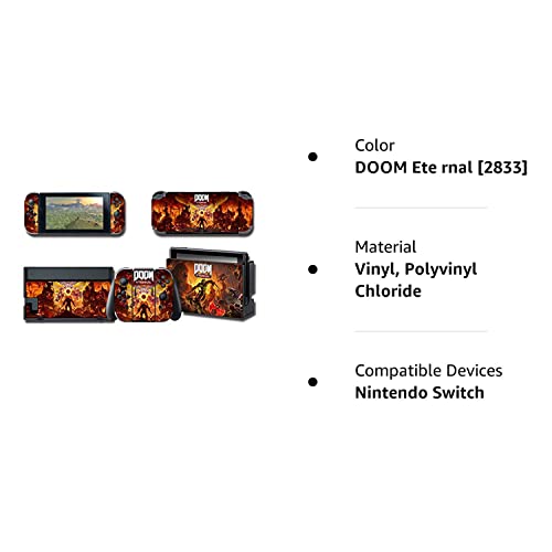 Boorsed Skin Cover Decals Vinyl for Nintendo Switch, Anime Game Protector Wrap Full Set Protective Faceplate Stickers Console Joy-Con Dock (Doom ETE rnal [2833]) - Thumbnail 7