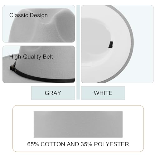 Image of Wide Brim Fedora Hats for Women Men Two Tone Dress Hat Felt Panama Hat in Two Audlt Size