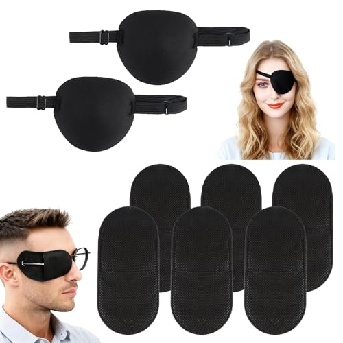18 PCS Eye Patches for Kids & Adults - Right & Left Eye Patch for Glasses, Medical Amblyopia Eyepatch, Adjustable Lazy Eyes Patch for Glasses, Treating Lazy Eyes, Strabismus & Post-Surgery Care