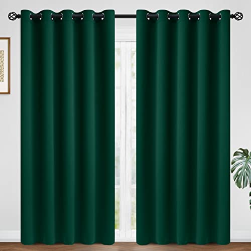 Image of COSVIYA Grommet Room Darkening Dark Green Curtains 84 inch Long for Bedroom | Light Blocking Insulated Thermal Curtains for Living Room, Blackout Thick Polyester Window Drapes,62x84 inches, 2 Panels