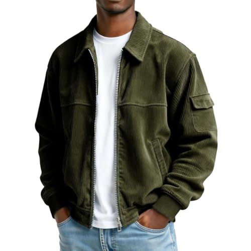 Men's Corduroy Jacket Vintage Long Sleeve Button Down Shirt with Pockets - image 1