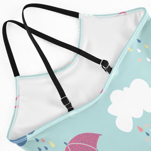 Cute Umbrella Rain Cloud Girls Swimsuit One Piece Bathing Suit for Baby Girls' Swimwear 3-10T4