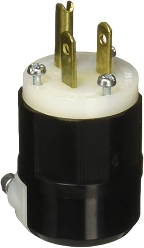 Leviton 5266-C negro-blanco, 15 amperios, 125 voltios, grado industrial, enchufe, hoja recta, conexión a tierra, 1 paquete