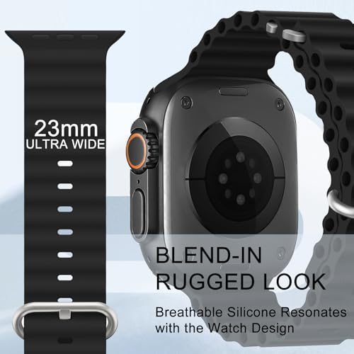 Pulseira esportiva de silicone Ocean - compatível com Apple Watch Ultra 2/Ultra de 49 mm, 45 mm e 44