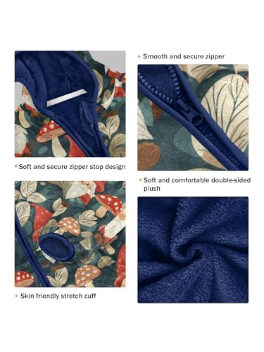 Forest Gnomes and Mushrooms Girls Fleece Jacket Girls Fall Jacket Boys Coats Zip Up Hoodie Children Outerwear 2-10T3