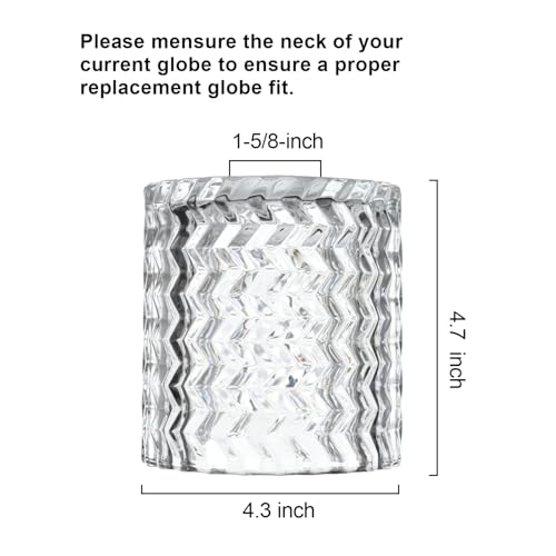 Image of 3 Pcs Clear Ripple Fitter Opening Lighting Fixture Replacements, E26 Base 1-5 /8 Inch Fitter Glass Shades Cover for Ceiling Fan Light Wall Light and Pendant