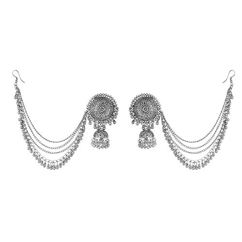 Jwellmart Oxidized Silver Navratri Garba Earrings Maang Tikka Combo Bollywood Style Jewelry Set for Women2