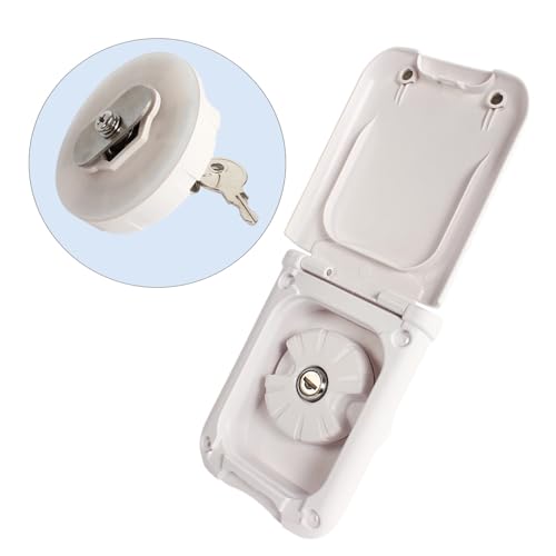 Image of Water Locking Cap, 1 PC RV Square Fresh Water Locking Cap Replacement Compatible with Camping Trailer Gravity RV (White)