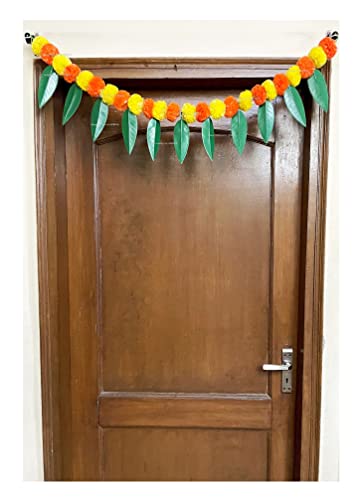 SPHINX Artificial Marigold &Mango Leaves Simple Door-Window toran...