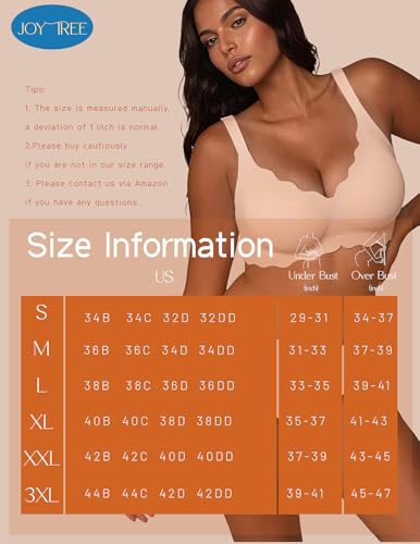 Image of JOYTREE Silky Bras for Women No Underwire V Neck Bralettes for Women Cloud Feel Everyday T Shirt Bra with Extender