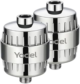 Yodel Shower Filter 2 Pack Chrome - Hard Water Softener, 99% Removes Chlorine & Impurities, Improves Skin & Hair Condition, Universal Fit for Shower Heads