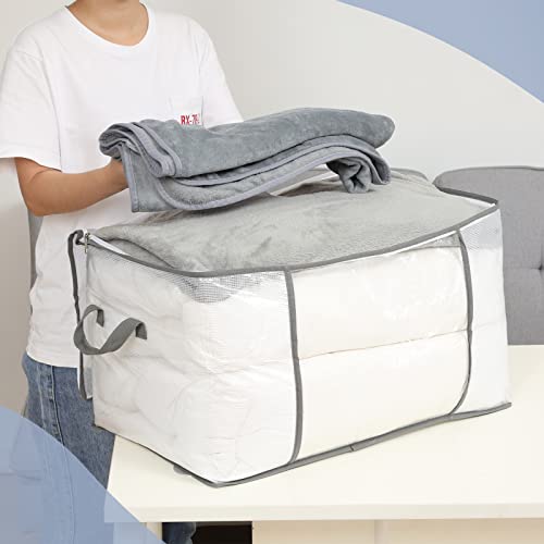 Gacei 3-Pack Large Capacity Clothes Storage Bag Organizer With Reinforced Handle Thick Nylon Material For Comforters, Blankets, Clothes, Foldable With Sturdy Zipper, 90L #TOP5