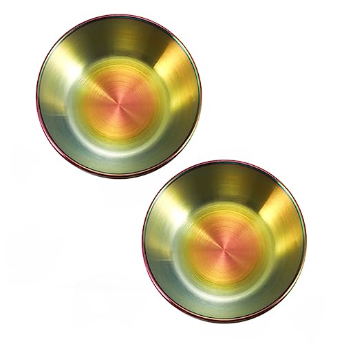 NAMOARLY 2pcs Seasoning Dish Pinch Prep Bowls Appetizer Serving Tray Miniature Dish Condiment Dish Spice Plate Food Tray Stainless Sauce Dishes Small Bowls for Side Dishes Stainless Steel