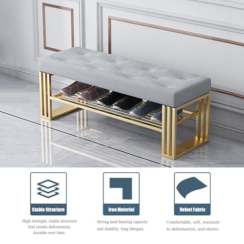 Banc de rangement à chaussures raffiné et assise rembourrée chic - 6
