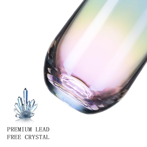 CUKBLESS Stemless Champagne Flutes Set of 6, Crystal Champagne Glasses 10oz, Iridescent Hand Blown Glasses, Perfect for Wedding Party