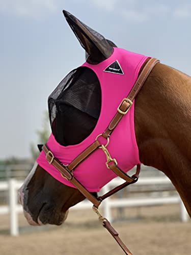 Horse Fly Mask, Fly Mask with Ears Tgw Riding Extra Comfort Grip Soft Mesh Horse Fly Mask with Ears (L, Pink)
