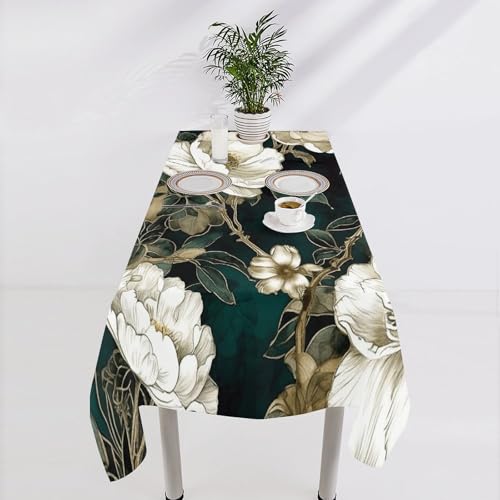 Nappe de table à fleurs blanches imperméable 140x190 pour décoration de fête - 5