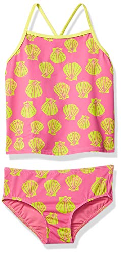 Amazon Essentials Girls' Tankini Rashguard Swimsuit Sets (Previously Spotted Zebra), Pink Shells, Medium