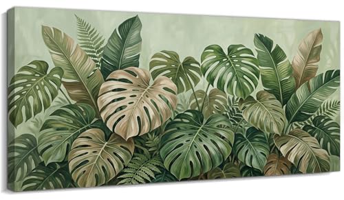BYXOLARA Tropical Canvas Wall Art - Lush Palm Leaves Painting